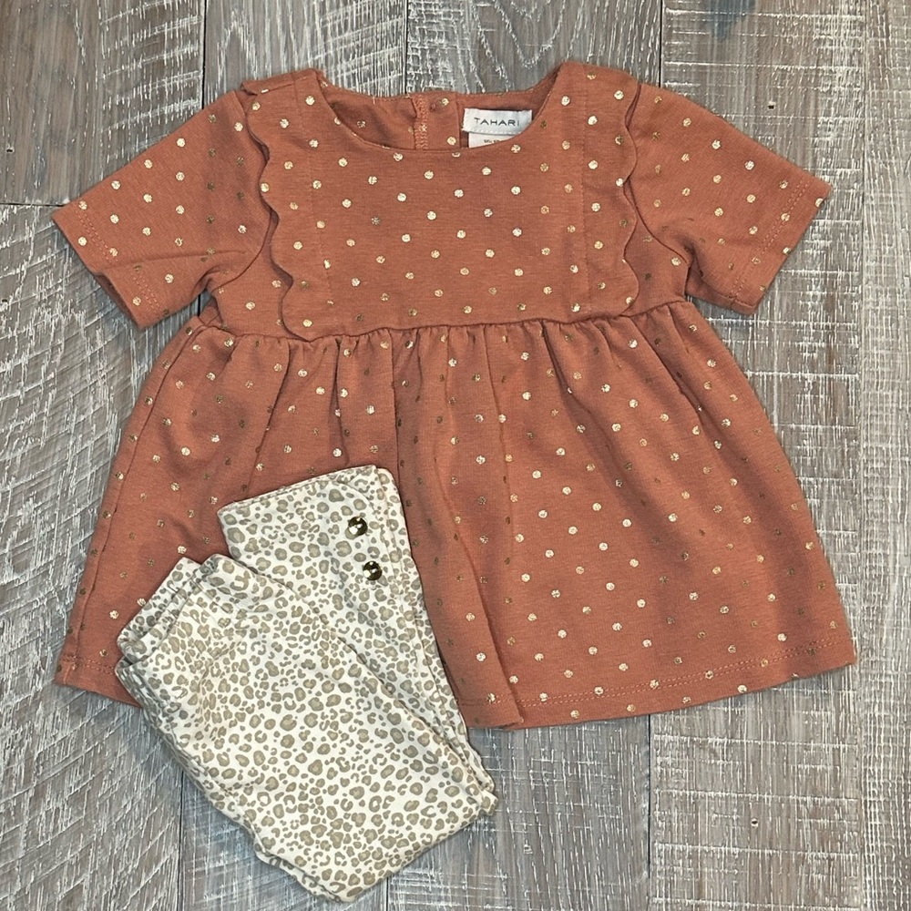 Tahari Kids Matching Set in Dusty Mauve and Cream